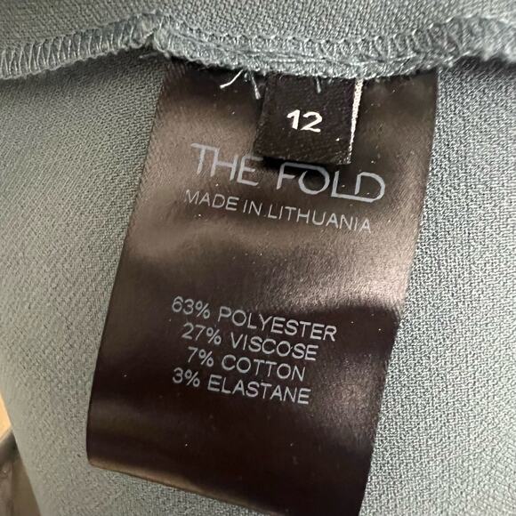 THE FOLD LONDON Trousers Straight-Leg Stretch Tailoring High Rise Blue sz 12 - Picture 7 of 9